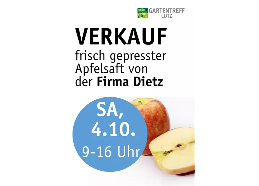 Verkauf frisch gepresster Apfelsaft